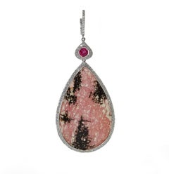 Chatila Rhodocrosite Diamond and Ruby Earrings