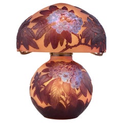 Rhododendron Blow Out Cameo Glass Lamp By Émile Gallé