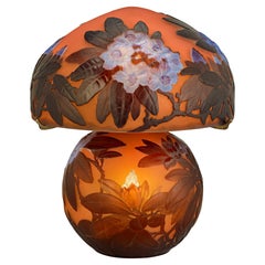 Rhododendron Blown Out Cameo Glass Lamp by Émile Gallé