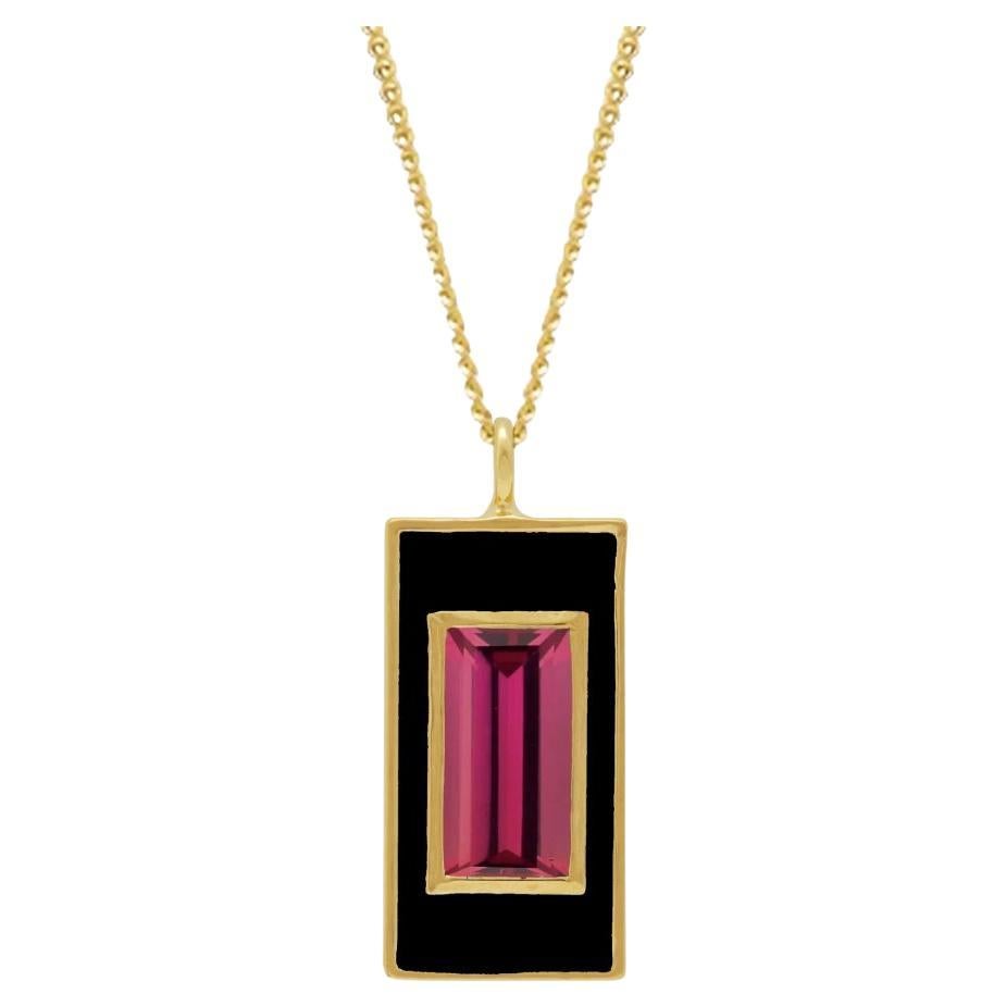 Collana a goccia in rodolite e smalto nero