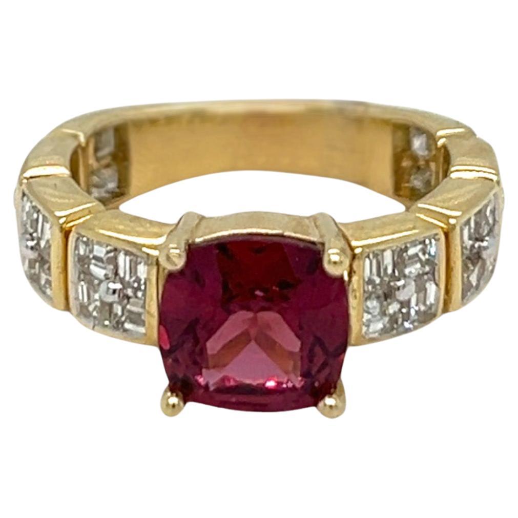 Rhodolite and Diamond Ring For Sale