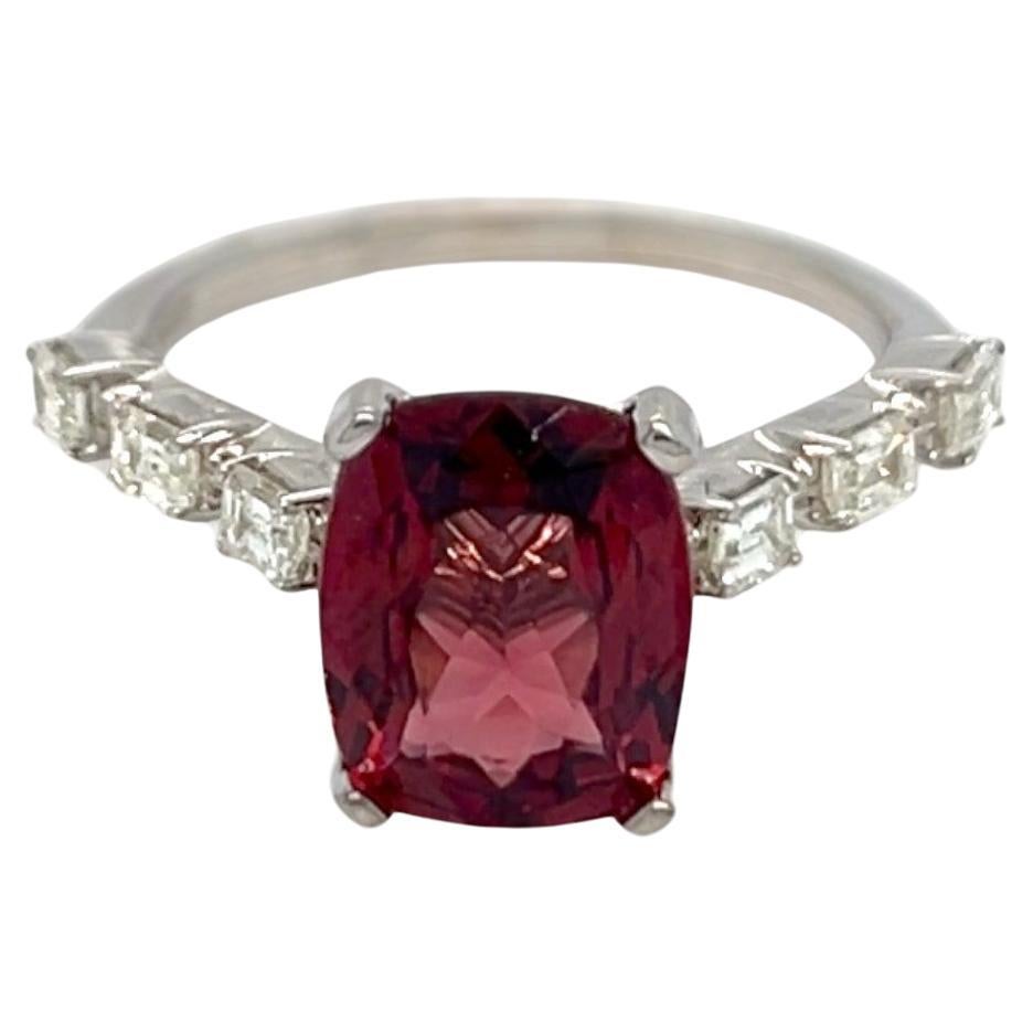 Rhodolite and Diamond White Gold Ring