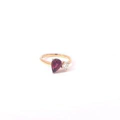 Rhodolite Brilliant Ring 750 Rose Gold 1.67 ct 0.25 ct Great Design to combine