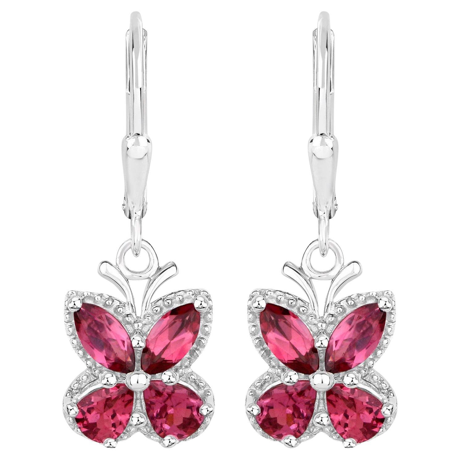 Orecchini a farfalla di rodolite 2,5 carati A. Silver
