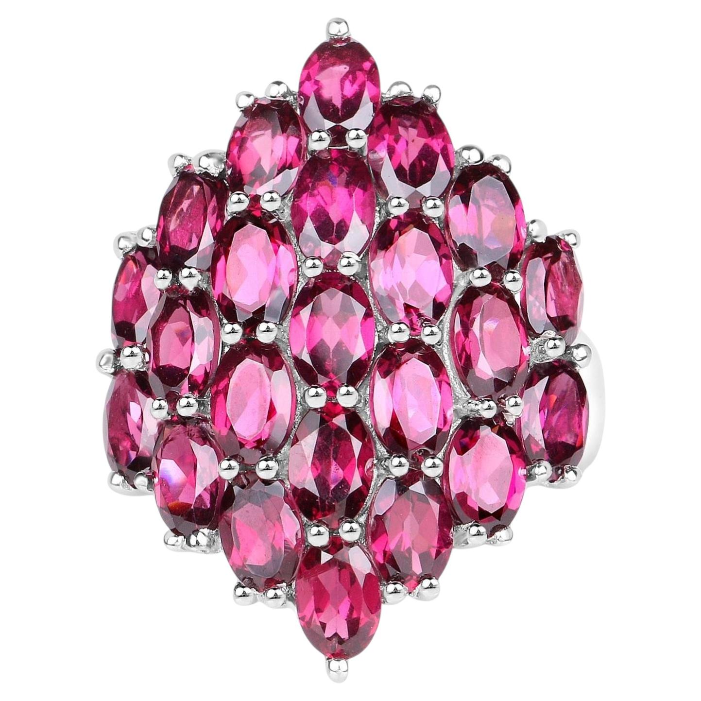 Rhodolite Cluster Pomegranate Ring 11.5 Carats For Sale
