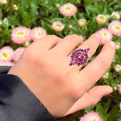 Rhodolite Cluster Ring 7.5 Carats Sterling Silver