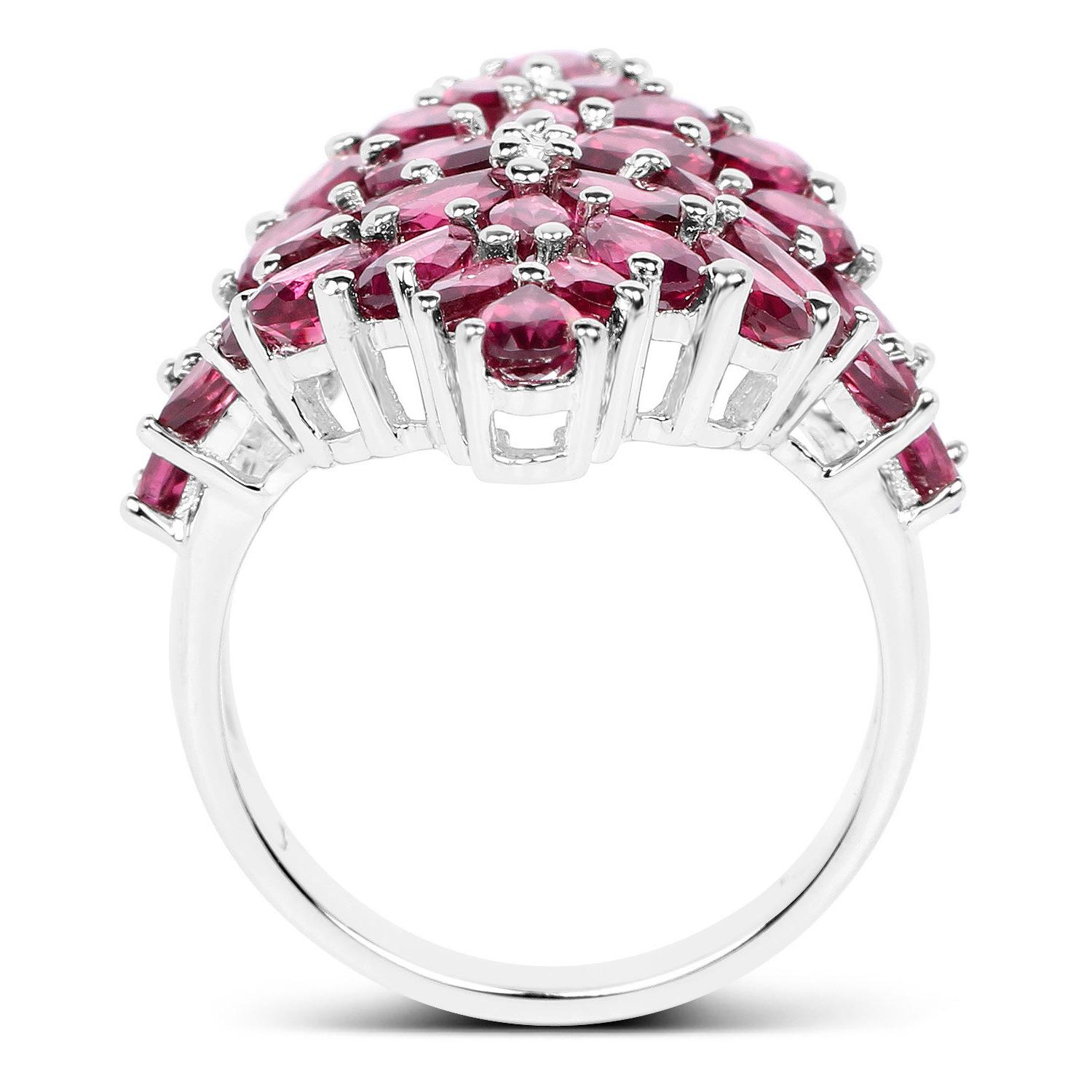 Rhodolite Cluster Ring 7.5 Carats Sterling Silver In Excellent Condition For Sale In Aliso Viejo, CA
