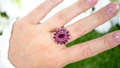 Rhodolite Cocktail Ring White Topaz 6.29 Carats 14K Rose Gold Plated