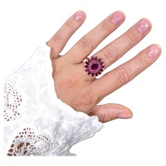 Rhodolith Cocktail-Ring Weißer Topas 6,29 Karat 14K Roségold vergoldet