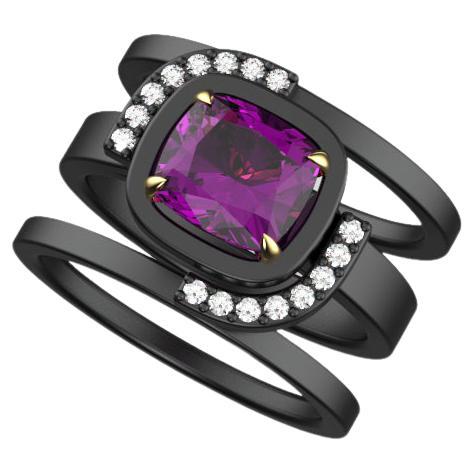 Hand-crafted & Made in Italy. Made to order only. Completely customizable.
Stackable ring, can be worn in 3 different styles
Ring handcrafted in Zirconium
Rhodolite Garnet 2.5 carats
18K yellow gold
White diamonds pave 0.56 carats