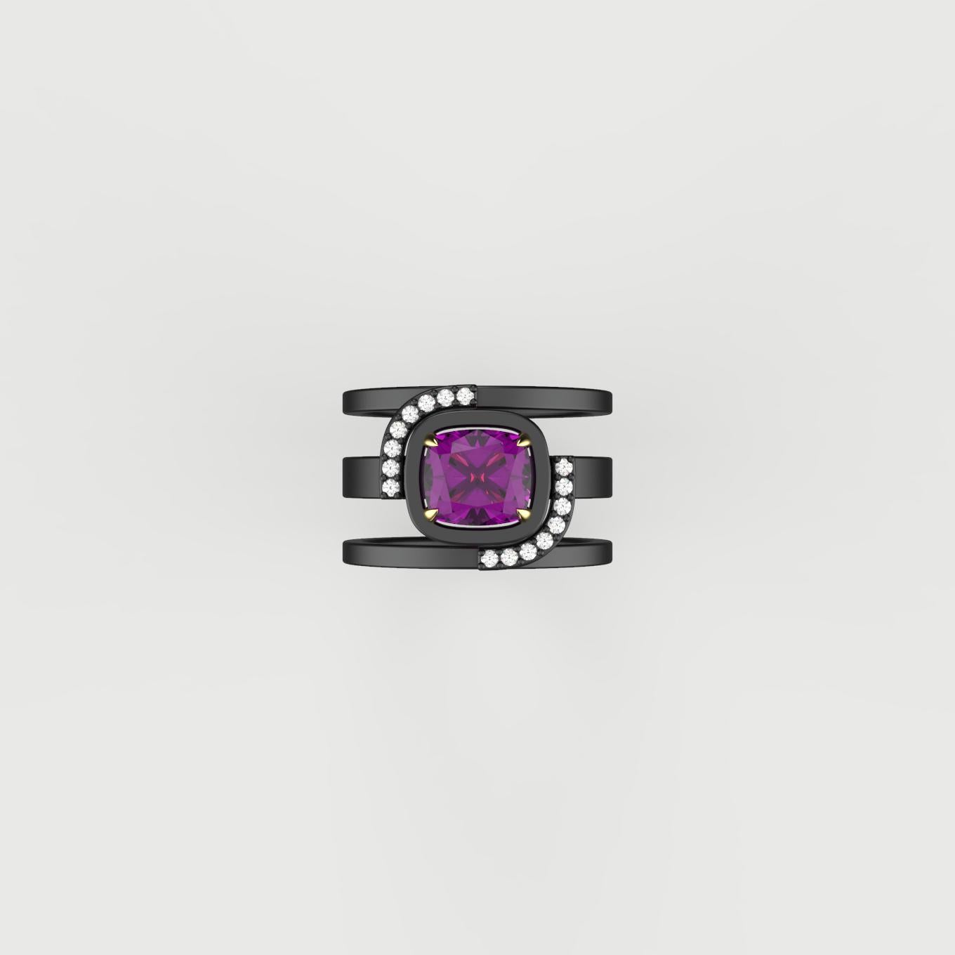 Contemporary Rhodolite & Diamond Ring For Sale