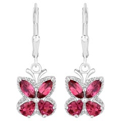 Rhodolite Earrings 2.5 Carats Sterling Silver