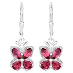 Rhodolite Earrings 2.5 Carats Sterling Silver
