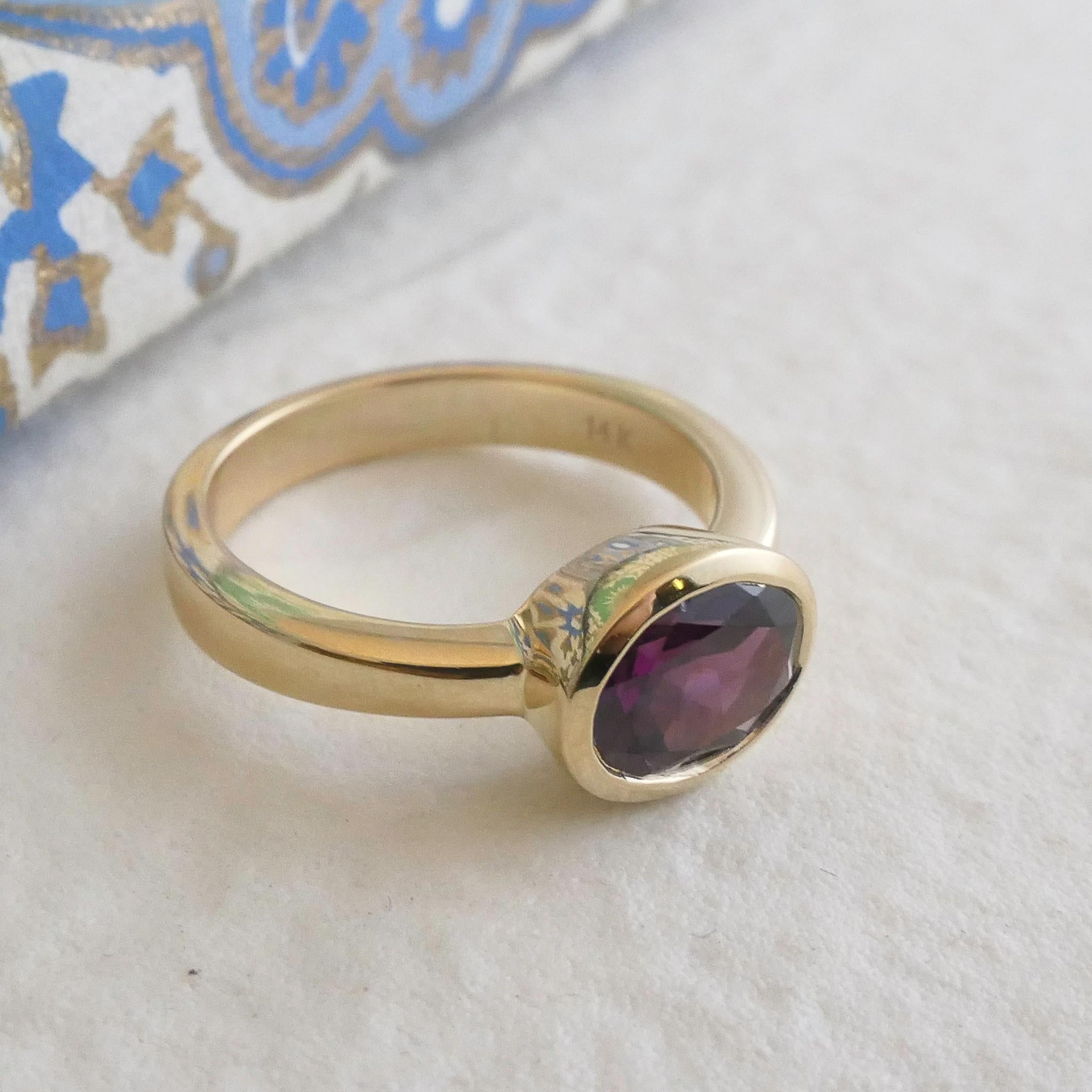 Rhodolith Granat 14kt Gelbgold  Ring Größe 7 im Angebot 5