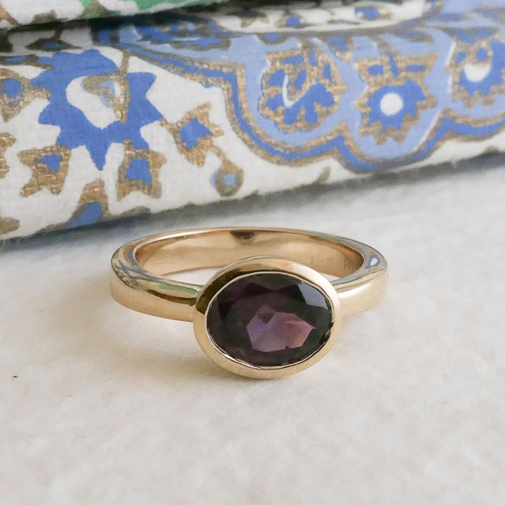 Rhodolith Granat 14kt Gelbgold  Ring Größe 7 im Angebot 6