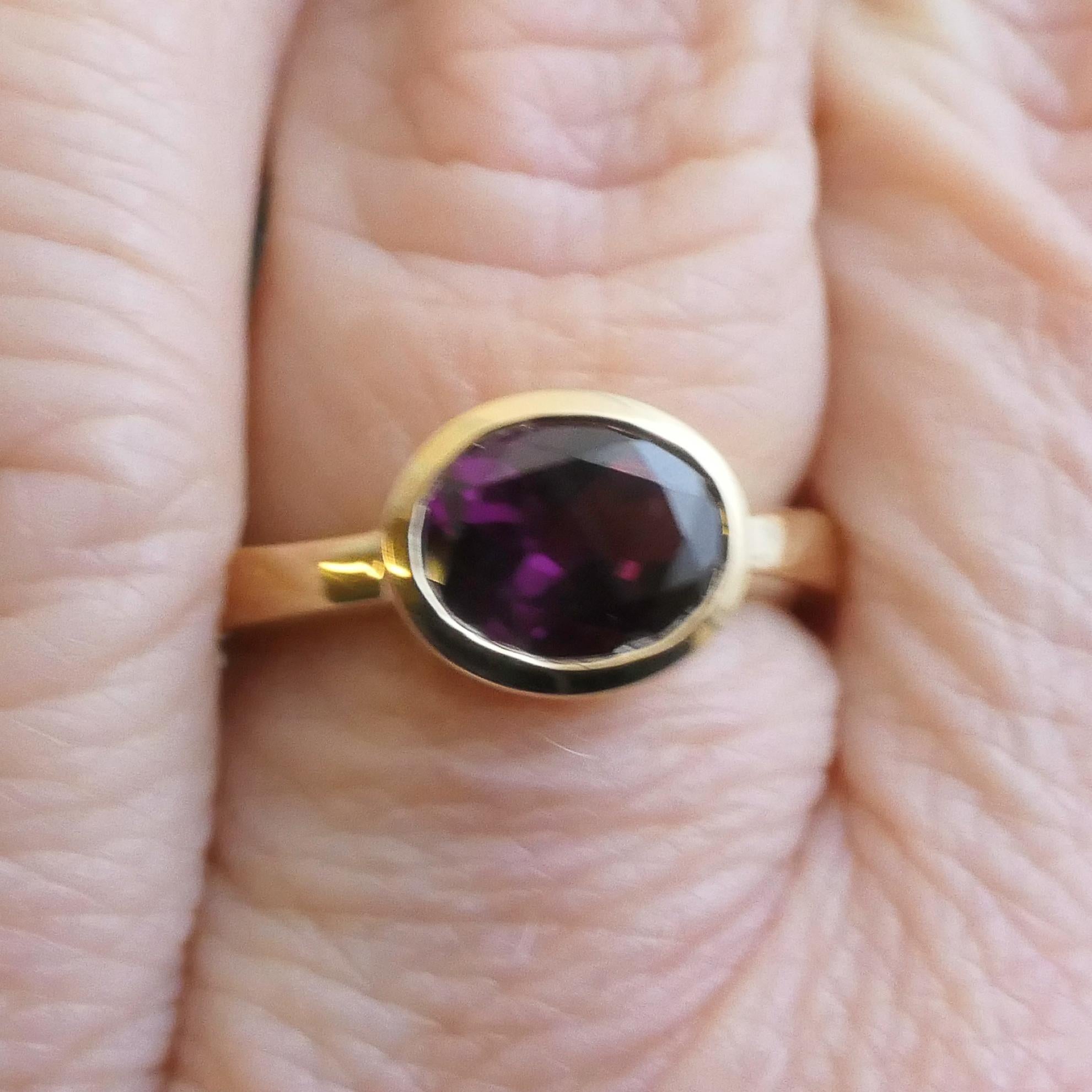 Rhodolith Granat 14kt Gelbgold  Ring Größe 7 im Angebot 7