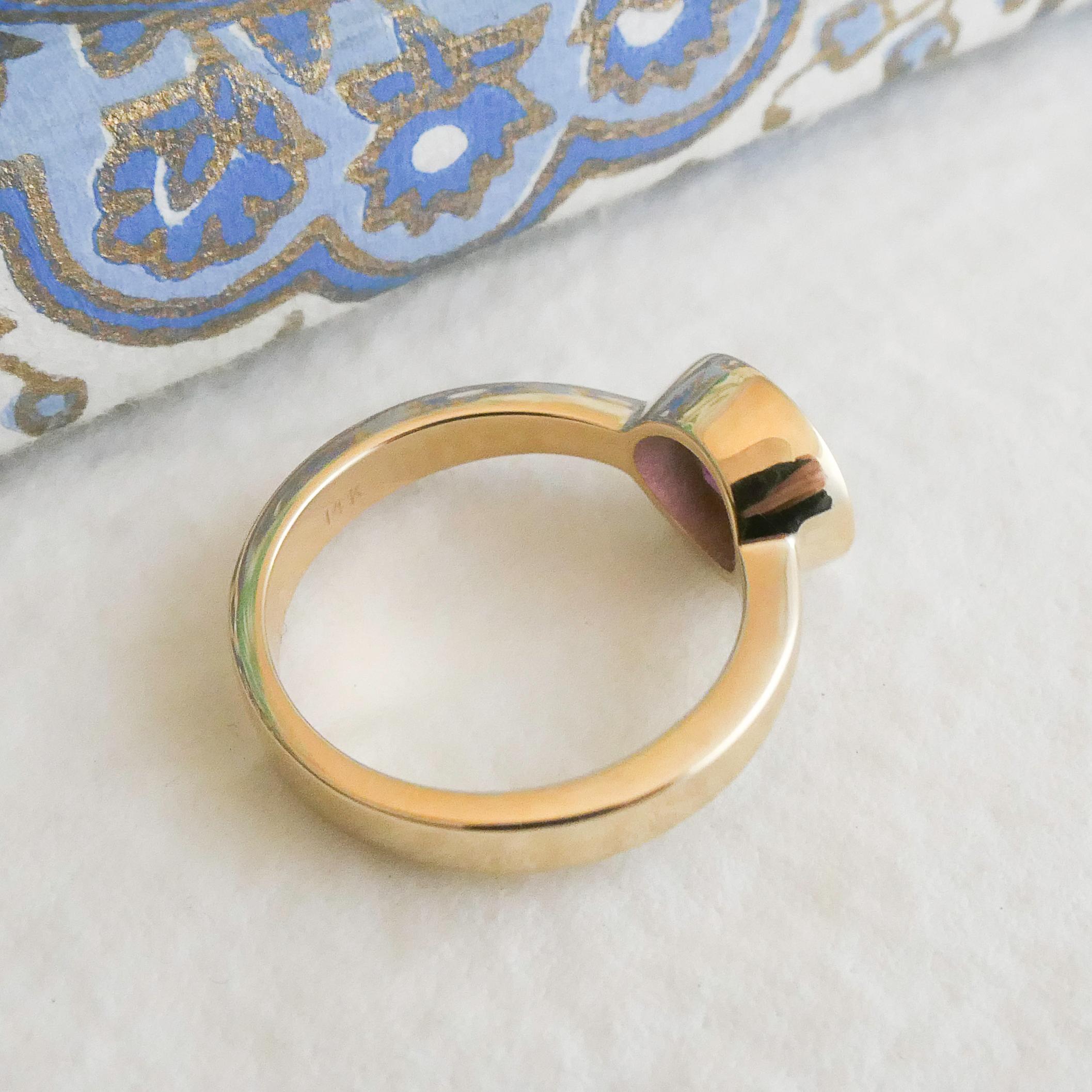 Rhodolith Granat 14kt Gelbgold  Ring Größe 7 Damen im Angebot