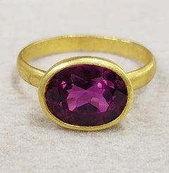 Rhodolite Garnet 18K Yellow Gold Stackable Cocktail Ring