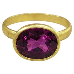 Rhodolite Garnet 18K Yellow Gold Stackable Cocktail Ring