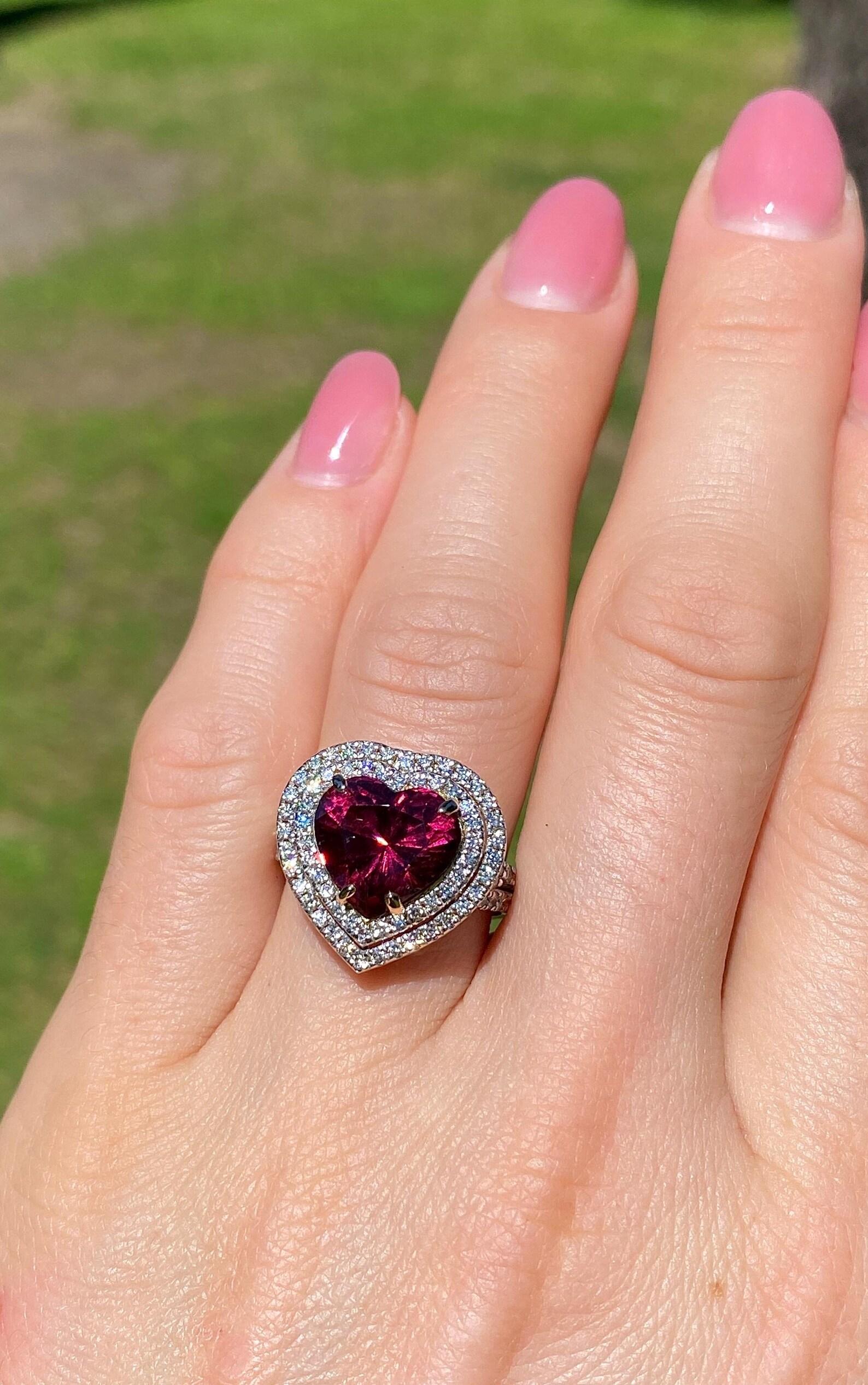 Granate rodolita 5,55 ct y diamantes Anillo de gema natural Oro amarillo de 14 K 7US en Nuevo estado para la venta en Daugavpils, LV