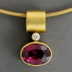 Pendentif fait main en rhodolite, grenat et diamant, Lynn Kathyrn Miller, Lynn K Designs