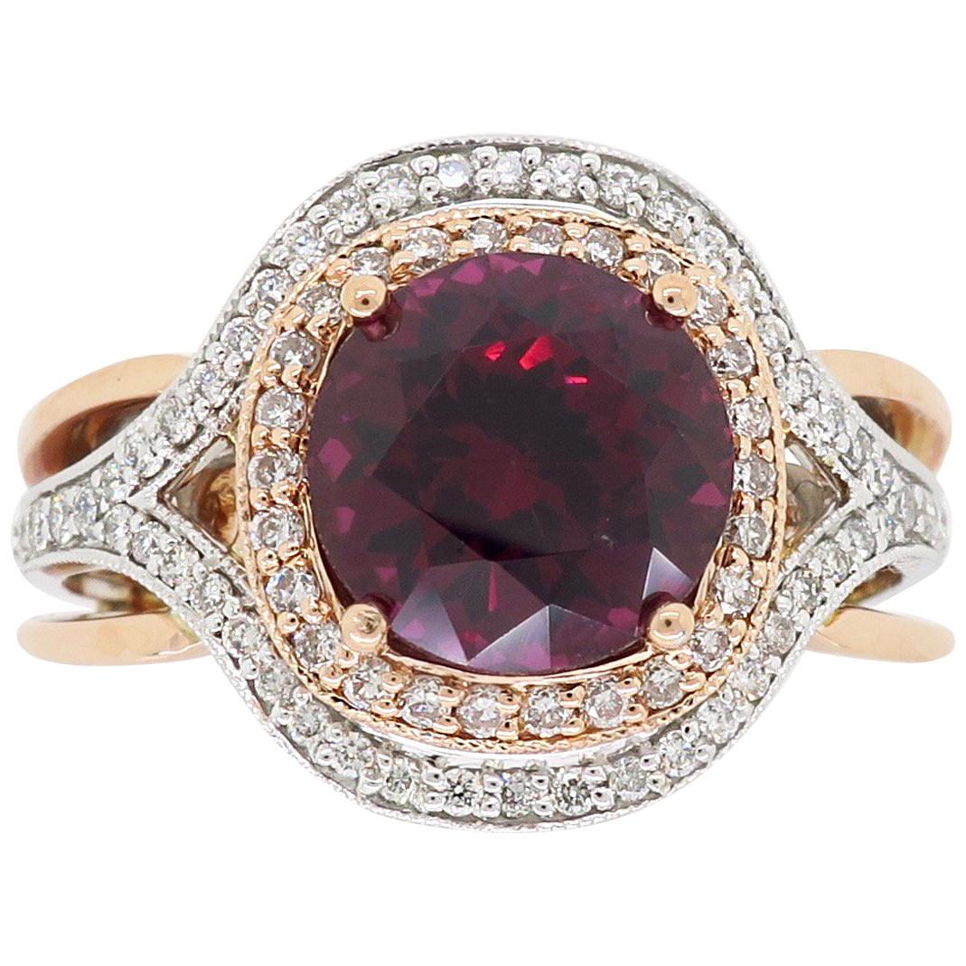 Rhodolite Garnet and Diamond Cocktail Ring