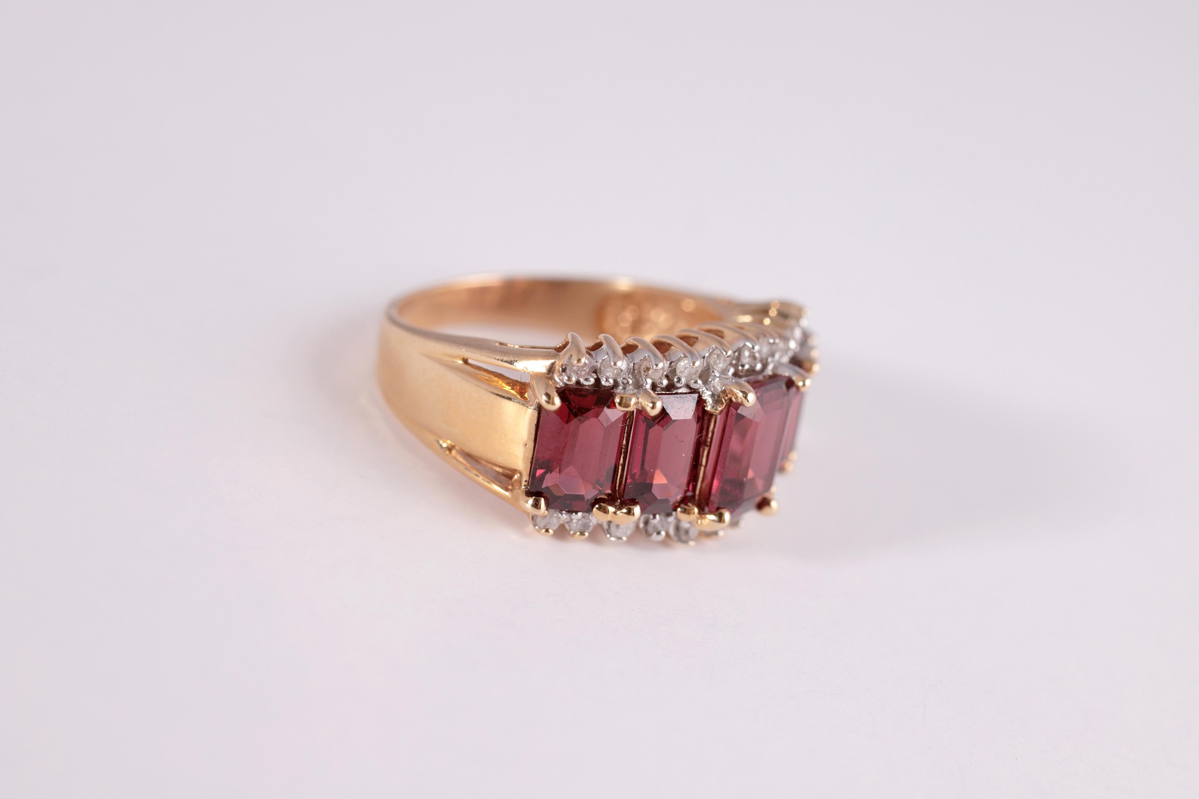 Women's or Men's Rhodolite Garnet and Diamond Ring