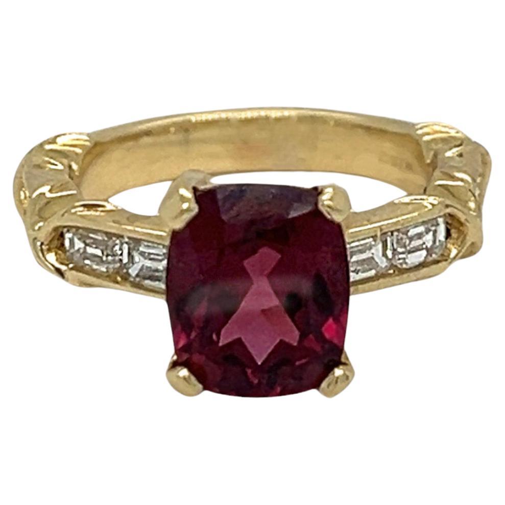 Rhodolite and Diamond Yellow Gold Ring