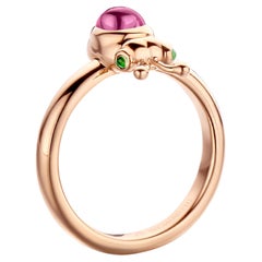 Rhodolite Garnet And Tsavorite Rose Gold Modern Ring