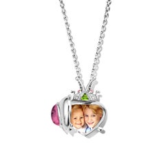 Rhodolite Garnet And Tsavorite White Gold Diamond Pendant Necklace