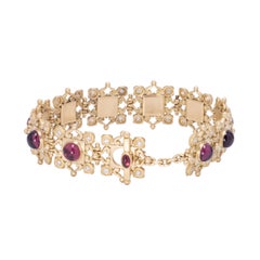 Rhodolite Garnet Aphrodite Link Bracelet in 18 Karat Gold with Diamonds