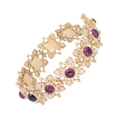 Rhodolite Garnet Aphrodite Link Bracelet in 18 Karat Gold with Diamonds