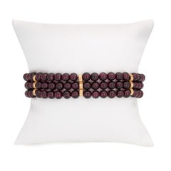 Rhodolite Garnet Bracelet Vintage 14k Yellow Gold 3 Strand Estate Jewelry