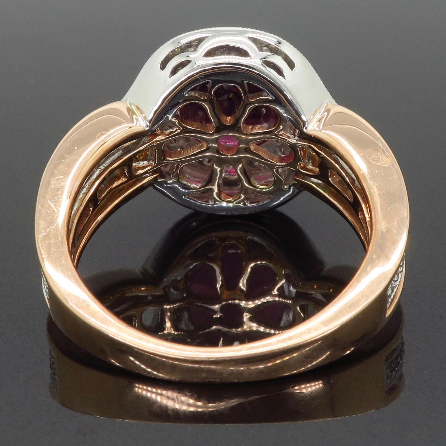 Rhodolite Garnet and Diamond Cocktail Ring In New Condition In Webster, NY