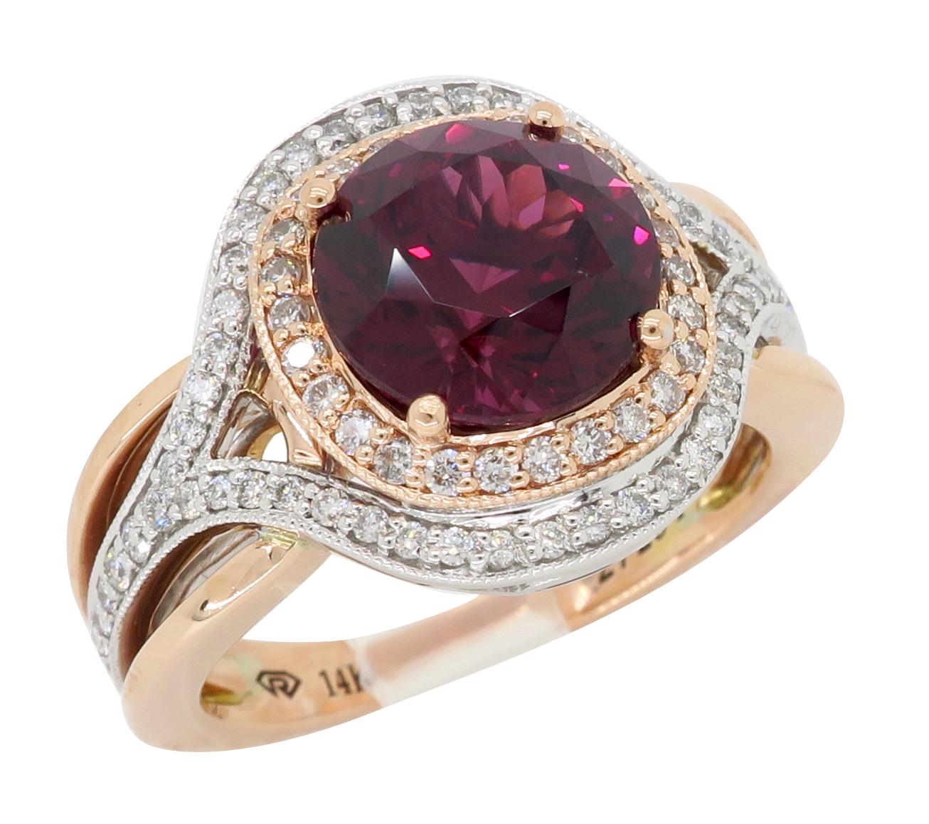 Rhodolite Garnet and Diamond Cocktail Ring 3