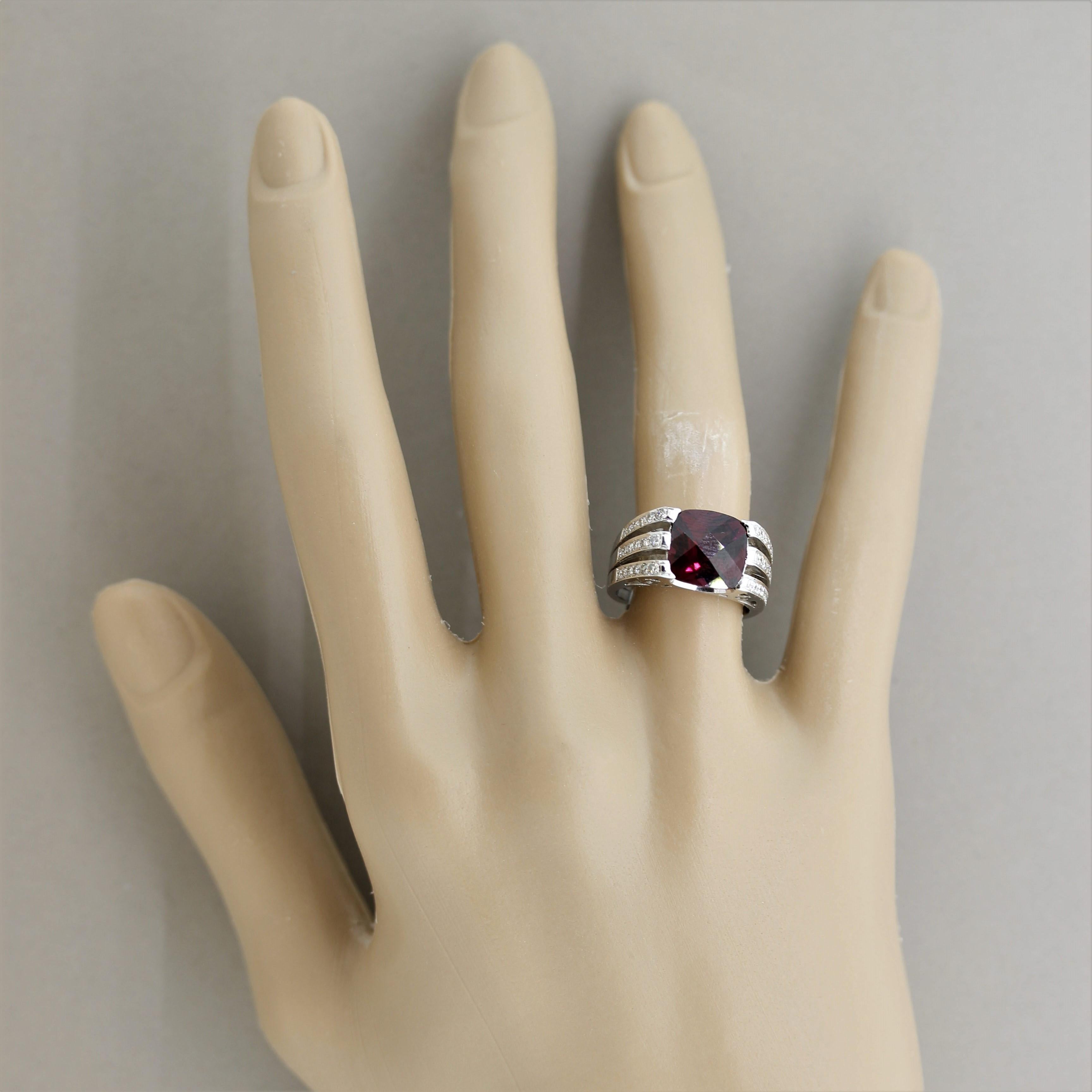 Rhodolite Garnet Diamond Gold Ring 1