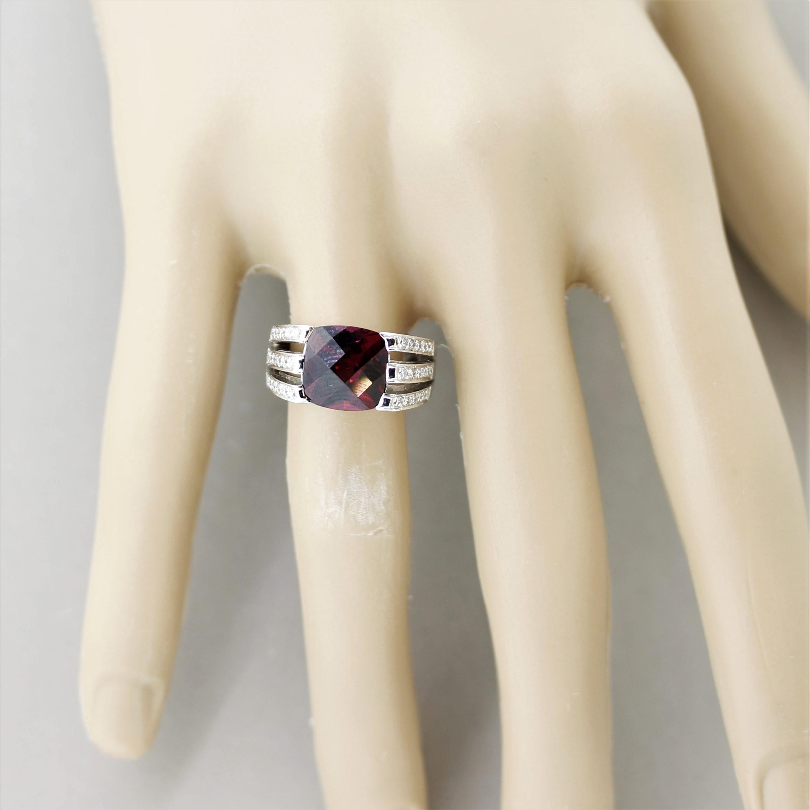 Rhodolite Garnet Diamond Gold Ring 2