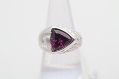 Rhodolite Garnet Diamond Platinum Ring