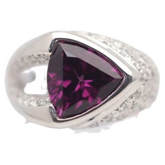 Rhodolite Garnet Diamond Platinum Ring