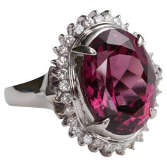 Rhodolite Garnet & Diamond Ring in Platinum 9.78 Carats