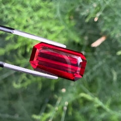 Rhodolite Garnet Emerald Cut Deep Red Color Natural Loose Gemstone for Jewellery