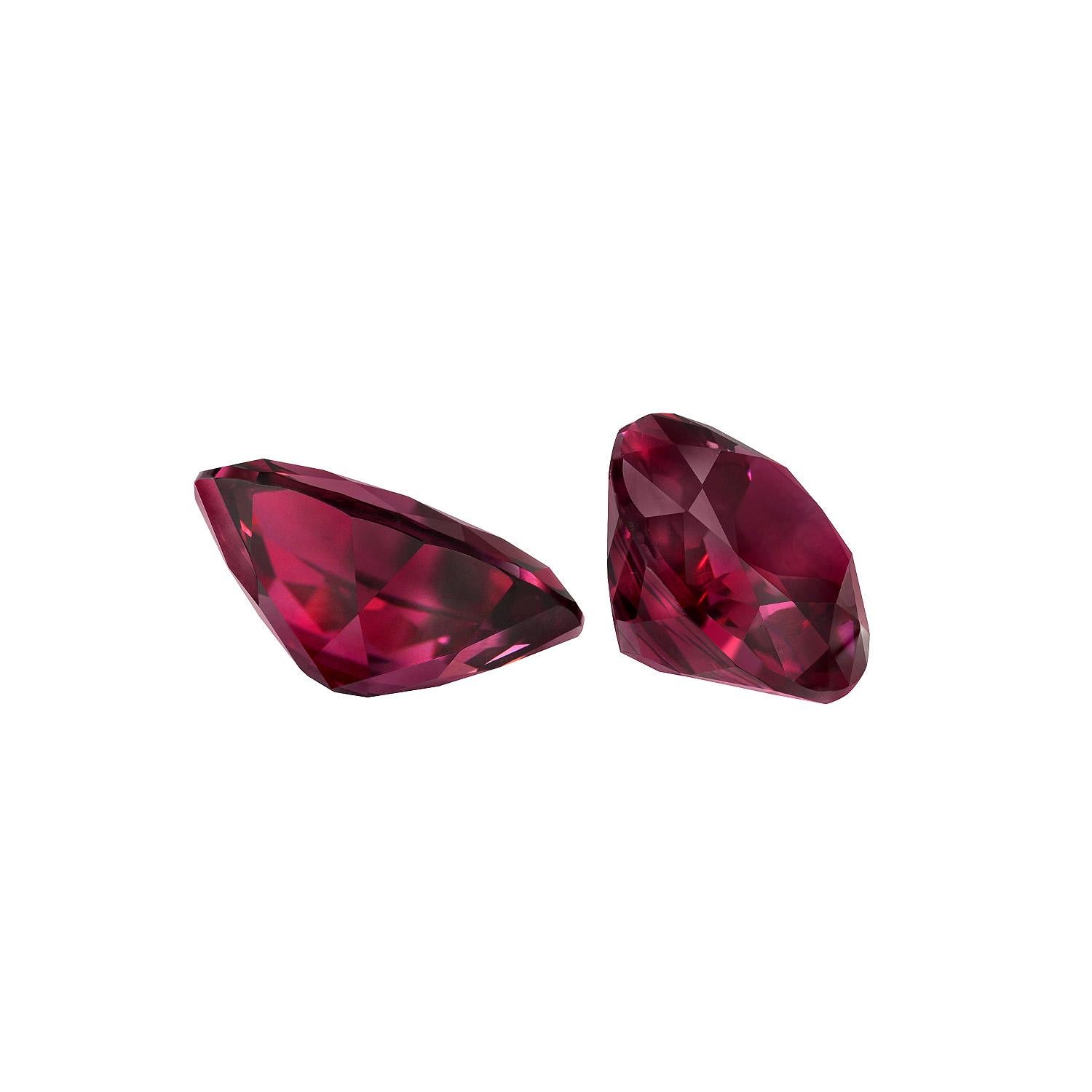 Striking pair of Rhodolite Garnet oval gems, weighing a total of 10.39 carats, offered loose for an impressive pair of earrings.
Returns are accepted and paid by us within 7 days of delivery.
We offer supreme custom jewelry work upon request. Please