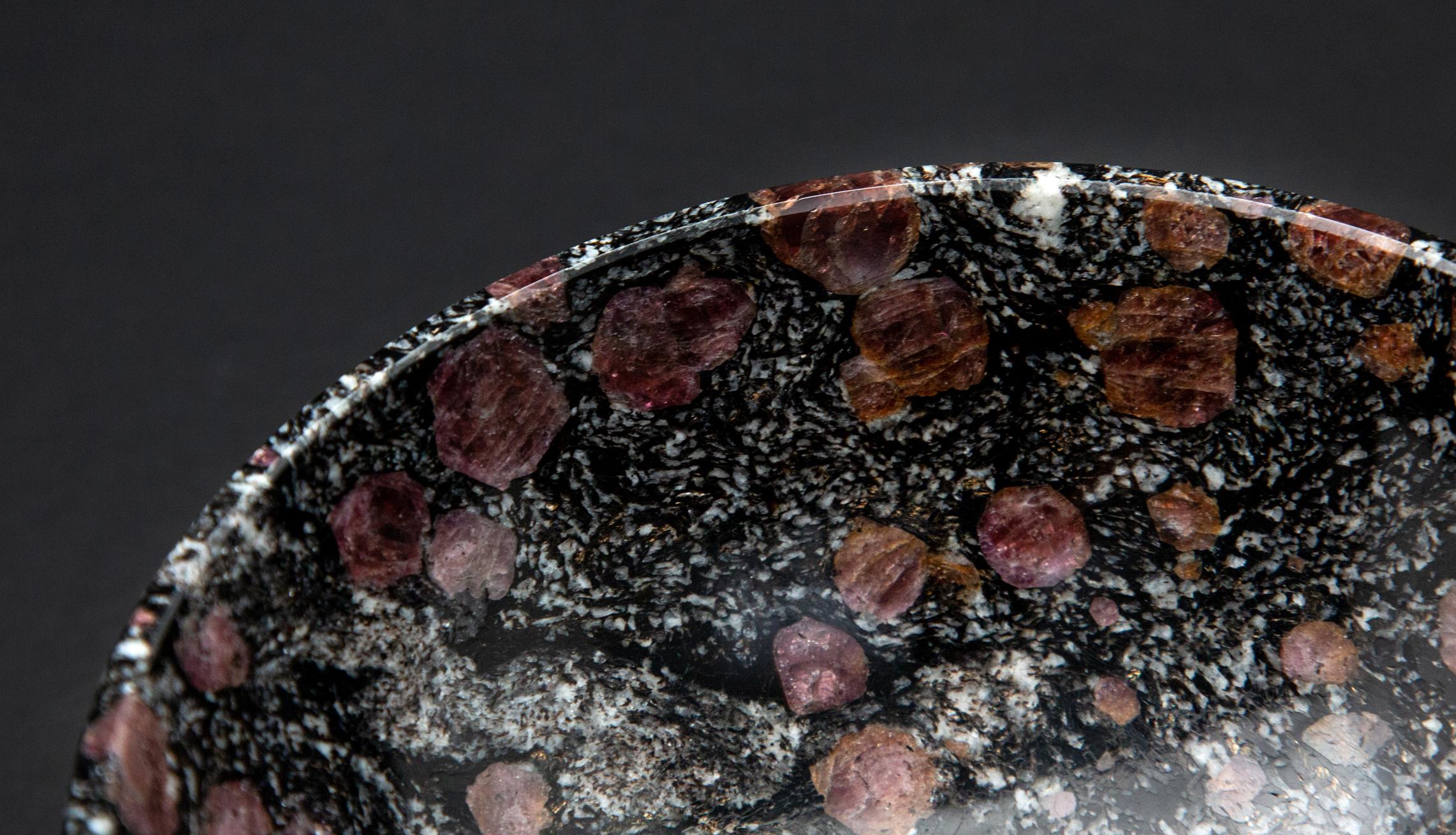 Contemporary Rhodolite Garnet in Matrix Bowl