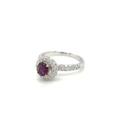Rhodolite Garnet Pave Diamond Halo Ring