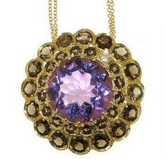 Rhodolite Garnet Prasiolite Green Quartz Diamond 18 Karat Rose Gold Necklace