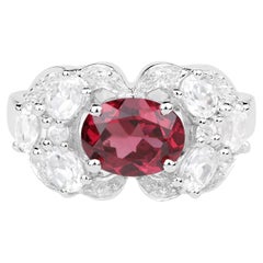 Bague en grenat rhodolite sertie de zircon blanc de 3,15 carats