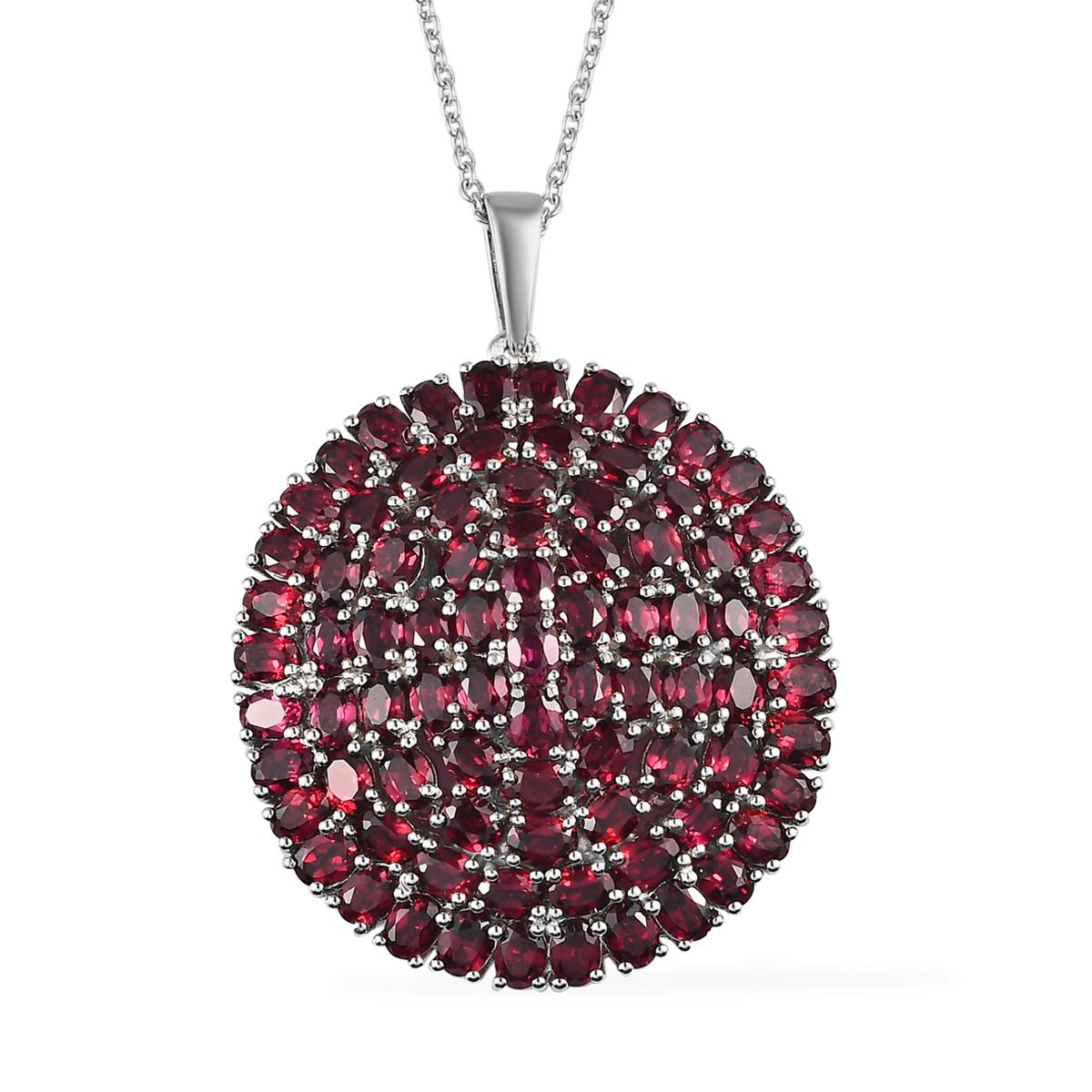 Art Deco 17.44 Ct Rhodolite Garnet Halo Bridal Necklace 925 Sterling Silver Jewelry 