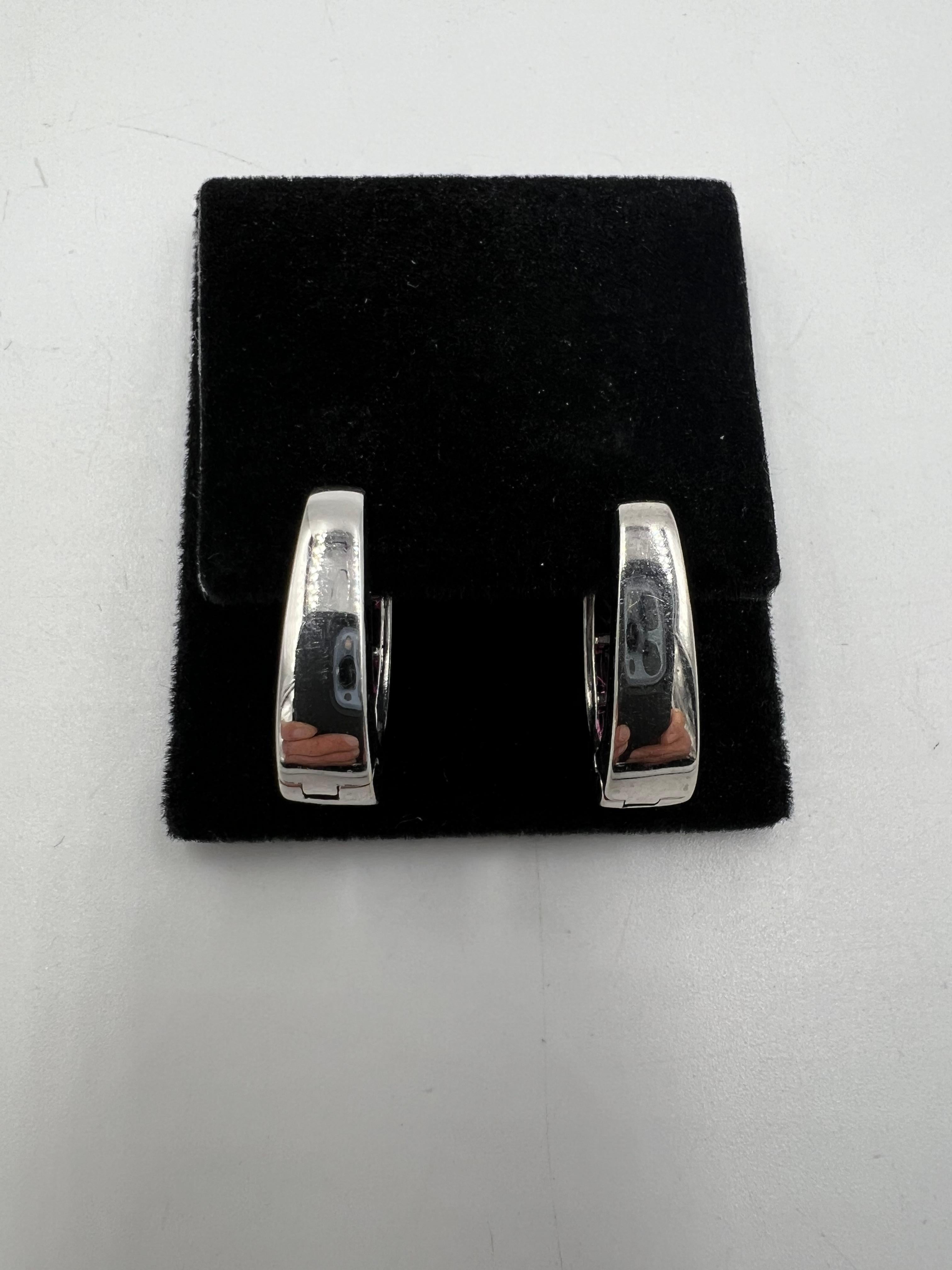 Square Cut Rhodolite Garnet White Gold Reversible Hoop Earrings For Sale