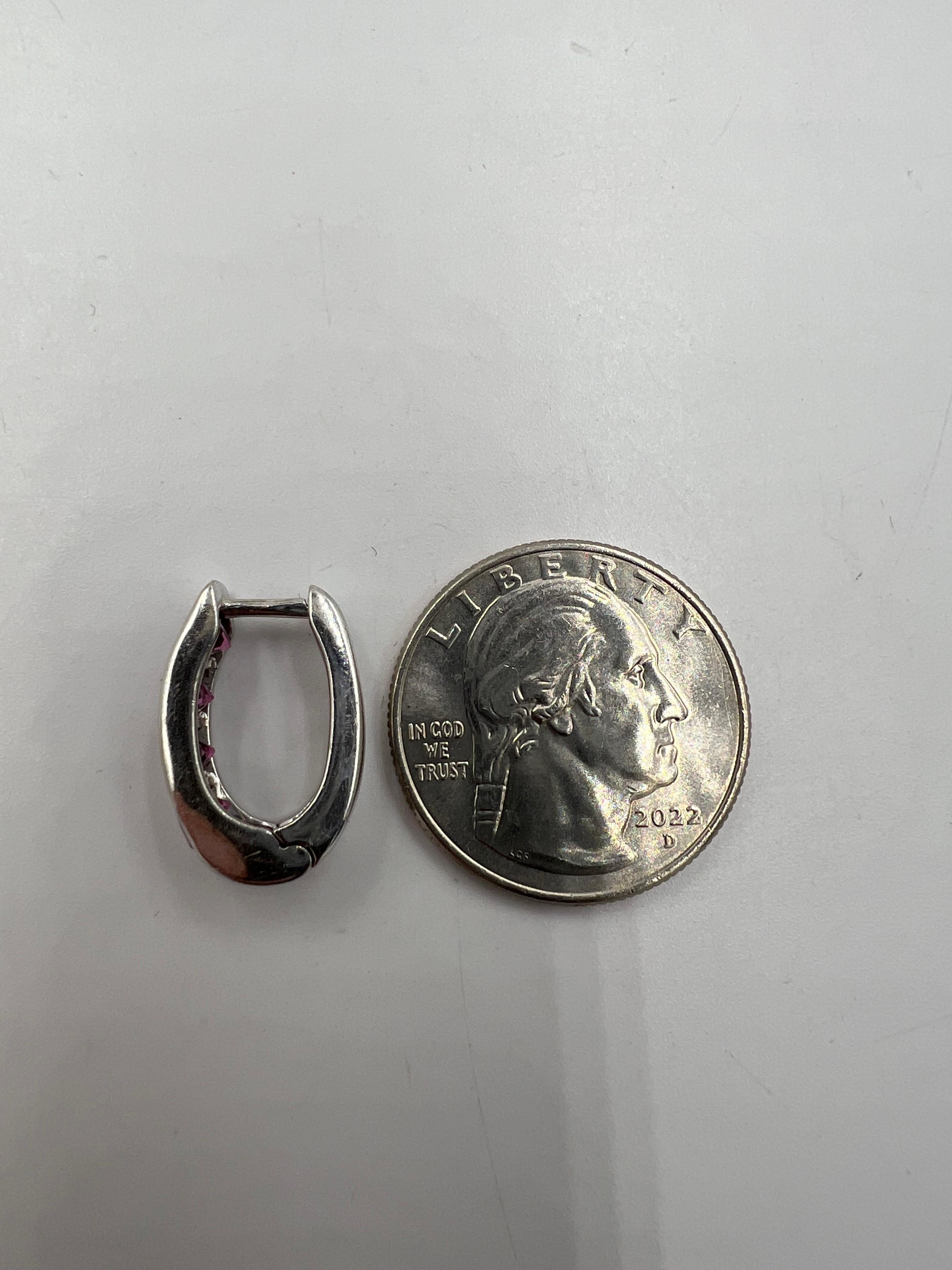 Rhodolite Garnet White Gold Reversible Hoop Earrings For Sale 4