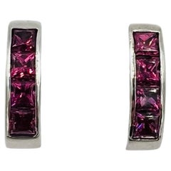 Rhodolite Garnet White Gold Reversible Hoop Earrings